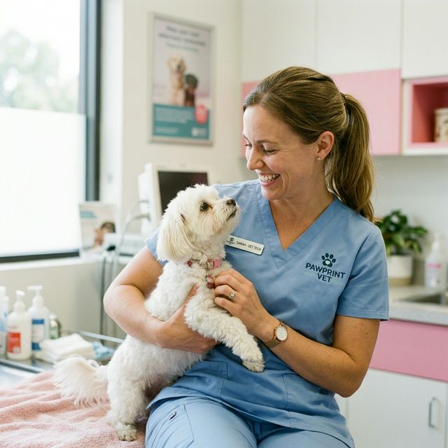 Gentle Pet Tooth Fairy technician lovingly caring for a pet during dental cleaning