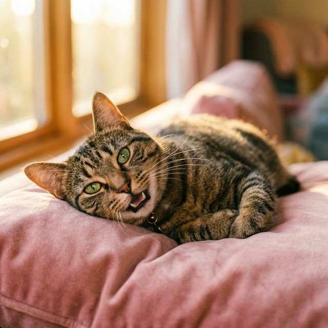 Happy cat with beautiful clean teeth smiling after dental cleaning